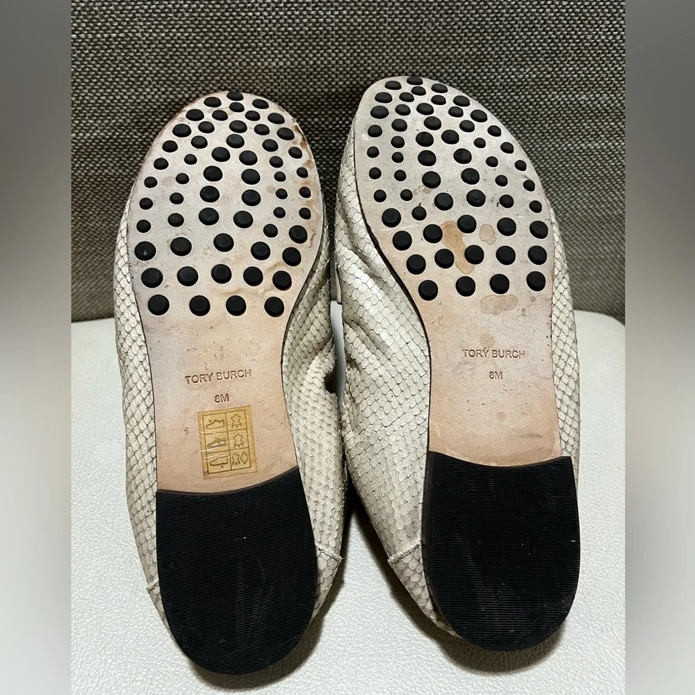 Tory Burch Logo Nude Leather Ballet Loafers Flats Women’s Size 8